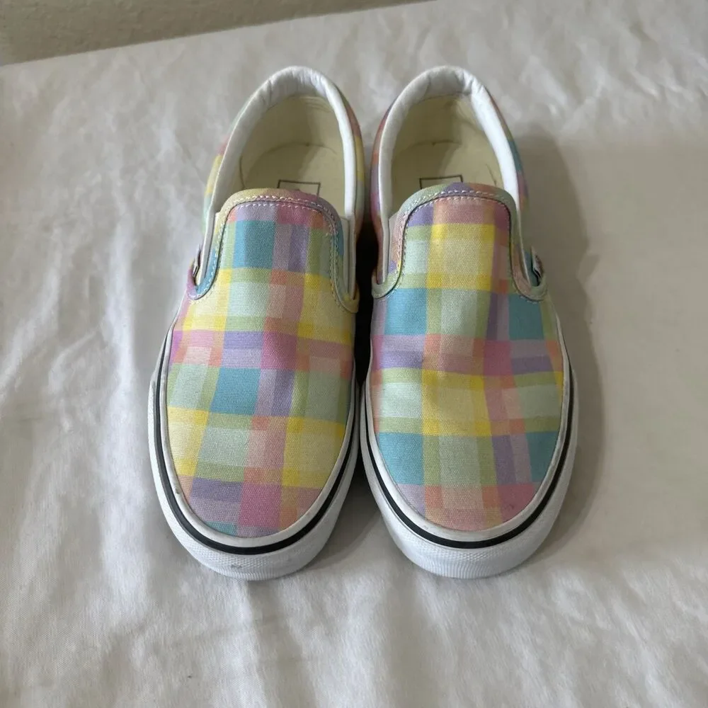 Vans Slip On Pastel Multicolor Check Womens Size 8 - Picture 1 of 6